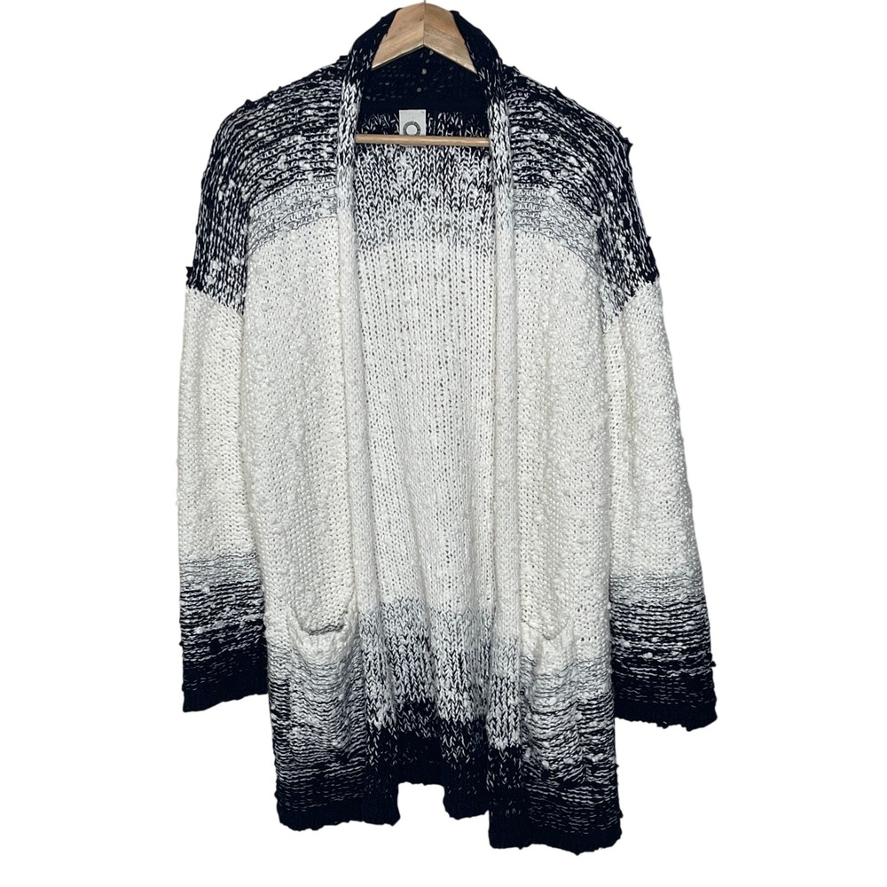 Akemi + Kin Anthropologie Black White Colorblock Chunky Knit Cardigan XS